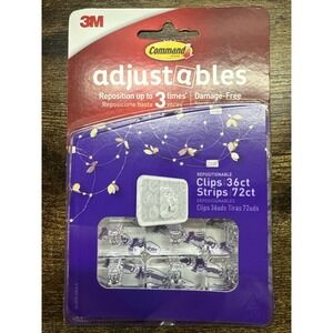 3M Command Adjustables 108ct Clips & Strips – Repositionable Hooks NEW